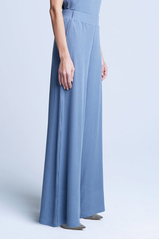 L'AGENCE Crawford Wide Leg in Pant in Steel Blue