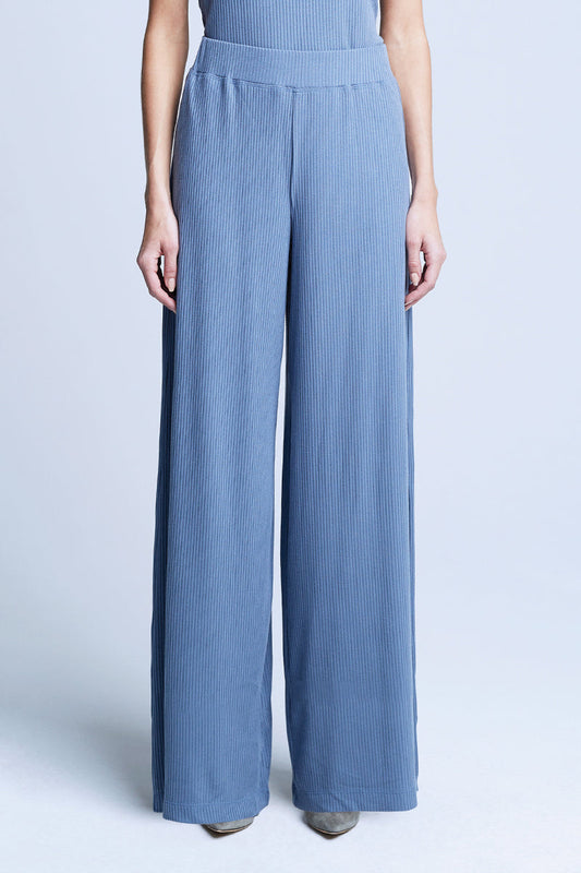 L'AGENCE Crawford Wide Leg in Pant in Steel Blue