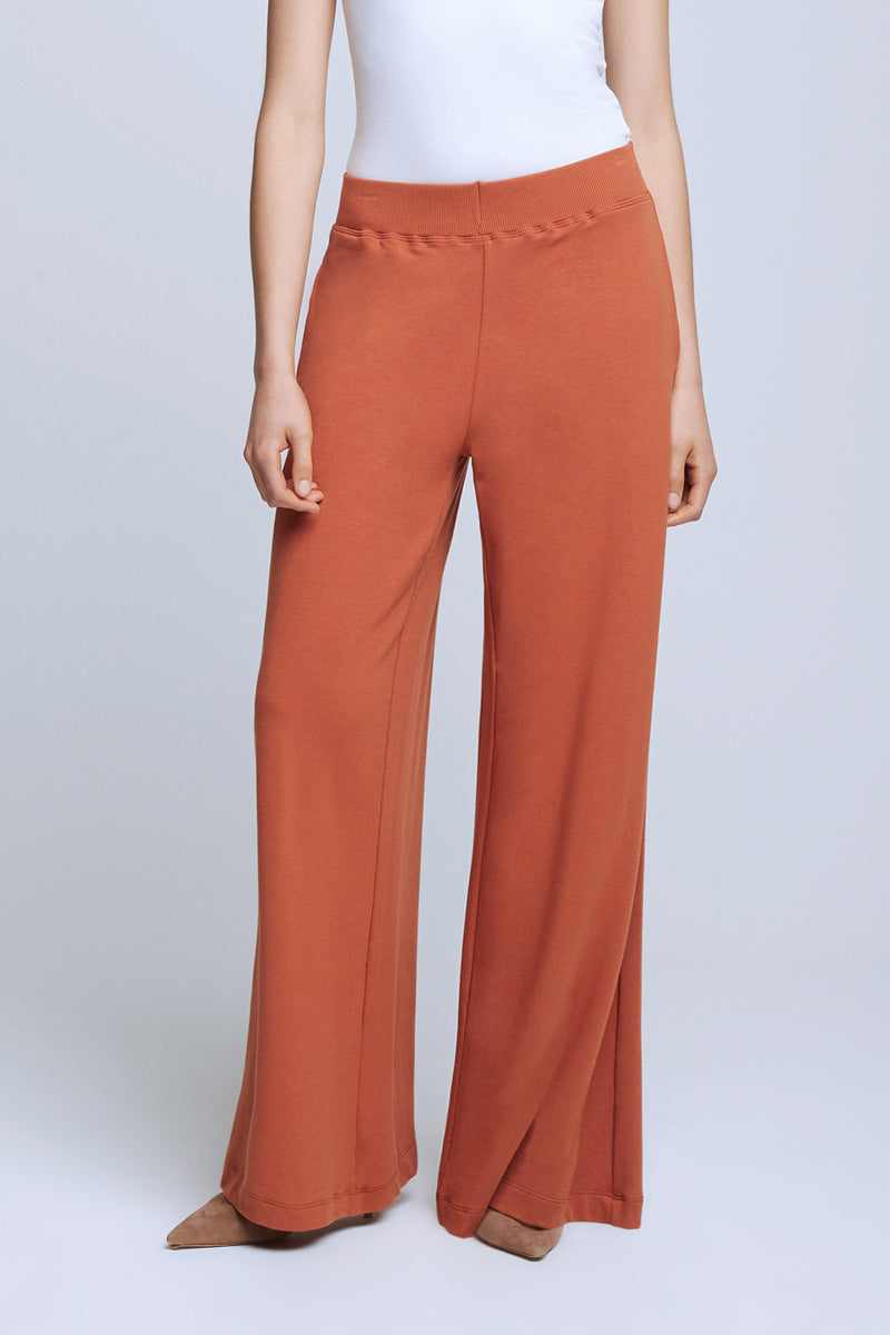 L'AGENCE The Campbell High Rise Wide Leg Pant in Rust
