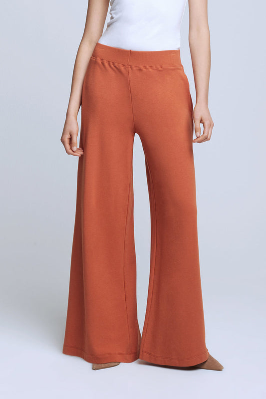 L'AGENCE The Campbell High Rise Wide Leg Pant in Rust