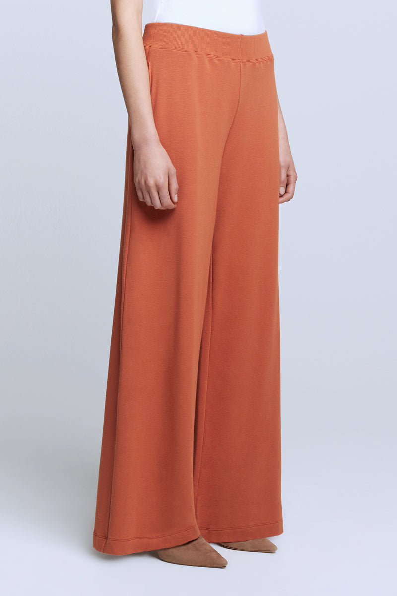 L'AGENCE The Campbell High Rise Wide Leg Pant in Rust