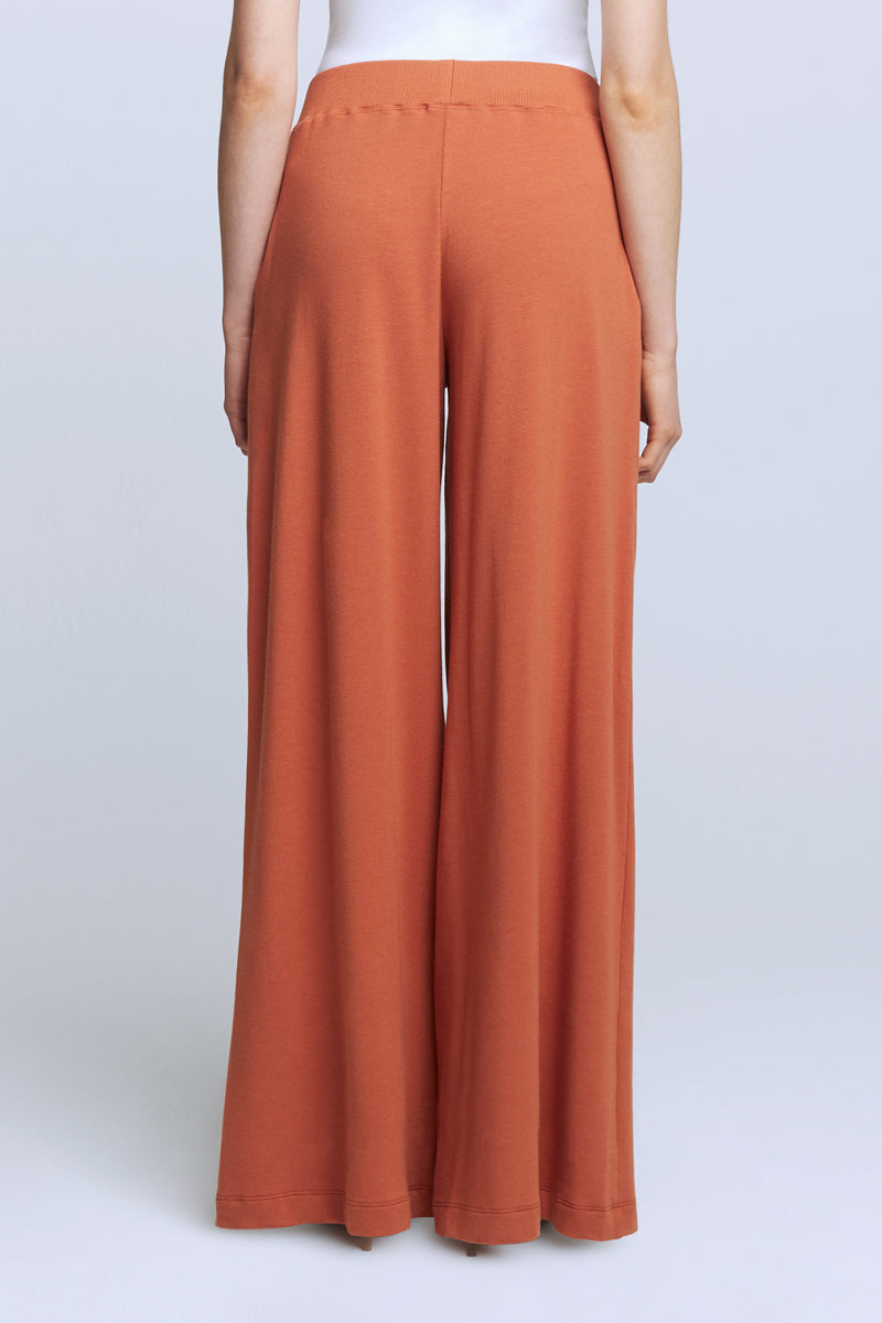 L'AGENCE The Campbell High Rise Wide Leg Pant in Rust