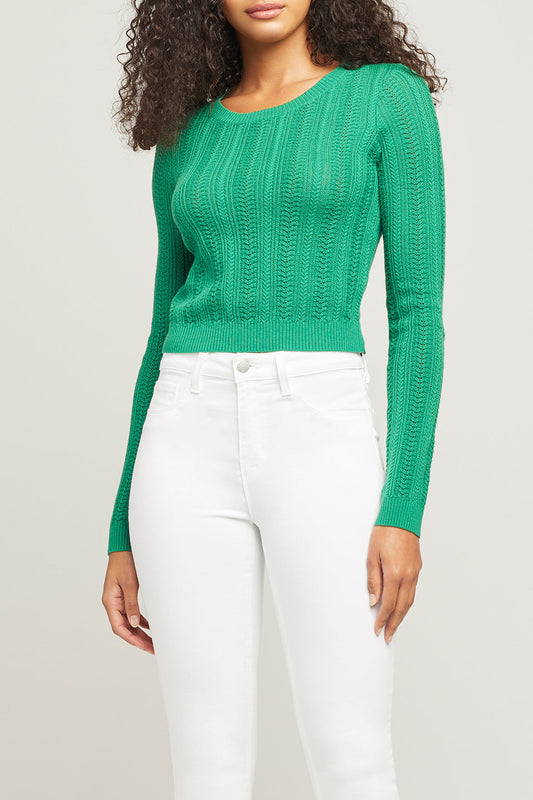 L'AGENCE Aceline Pullover Sweater in Amazon Green
