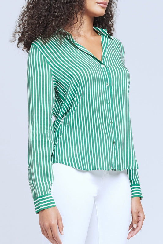 L'AGENCE Holly Blouse in Amazon Green
