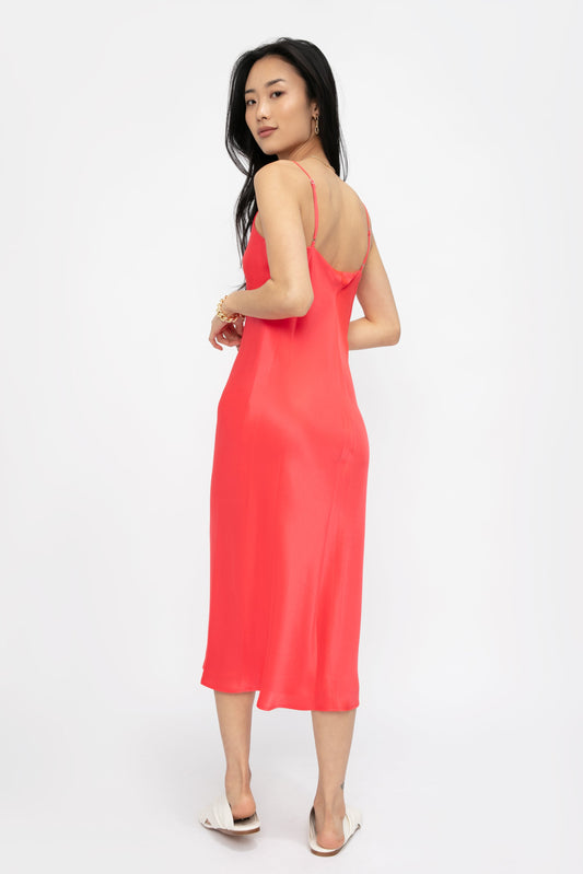 L'AGENCE Jodie V-Neck Slip Dress in Diva Pink