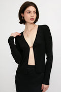 L'AGENCE Juno Cardigan with Chain Detail in Black