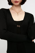 L'AGENCE Juno Cardigan with Chain Detail in Black