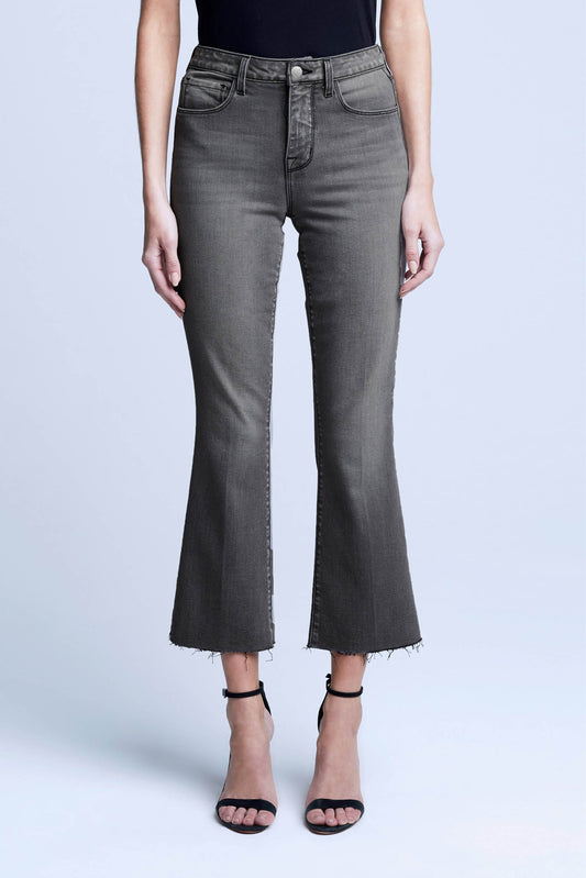 L'AGENCE Kendra Crop Flare Jean in Misty Grey