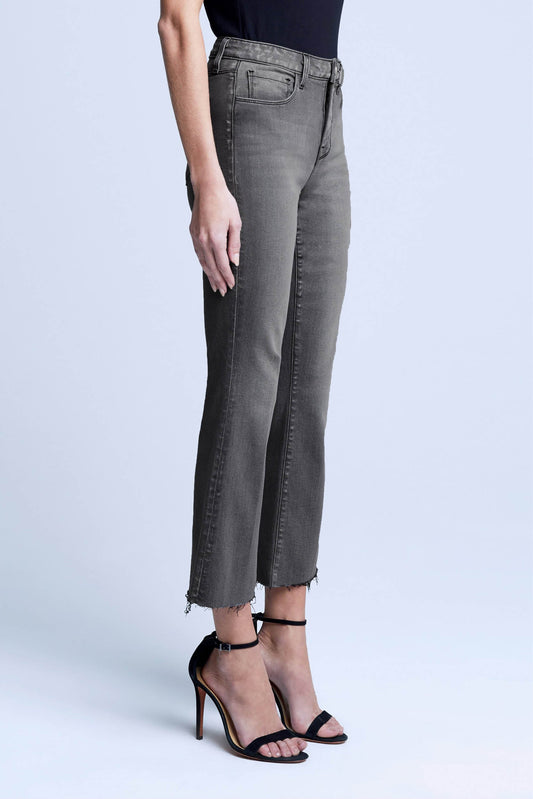 L'AGENCE Kendra Crop Flare Jean in Misty Grey