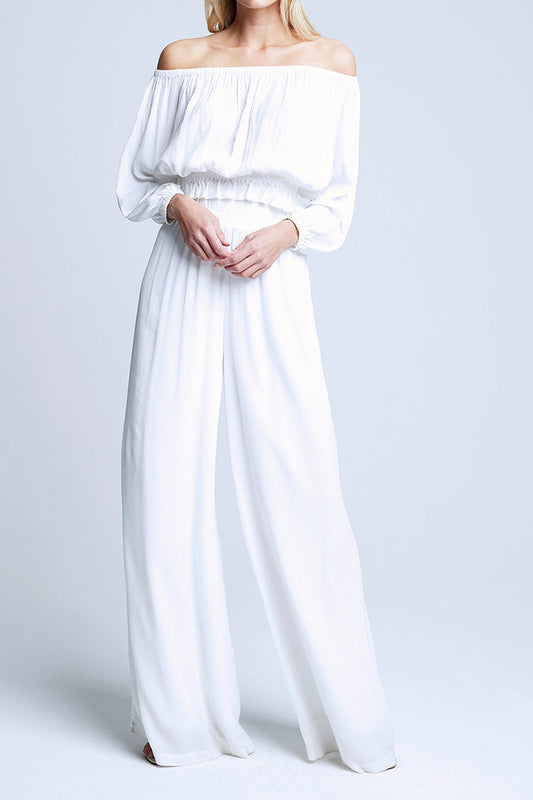 L'AGENCE Nikita Wide Leg Pant in White