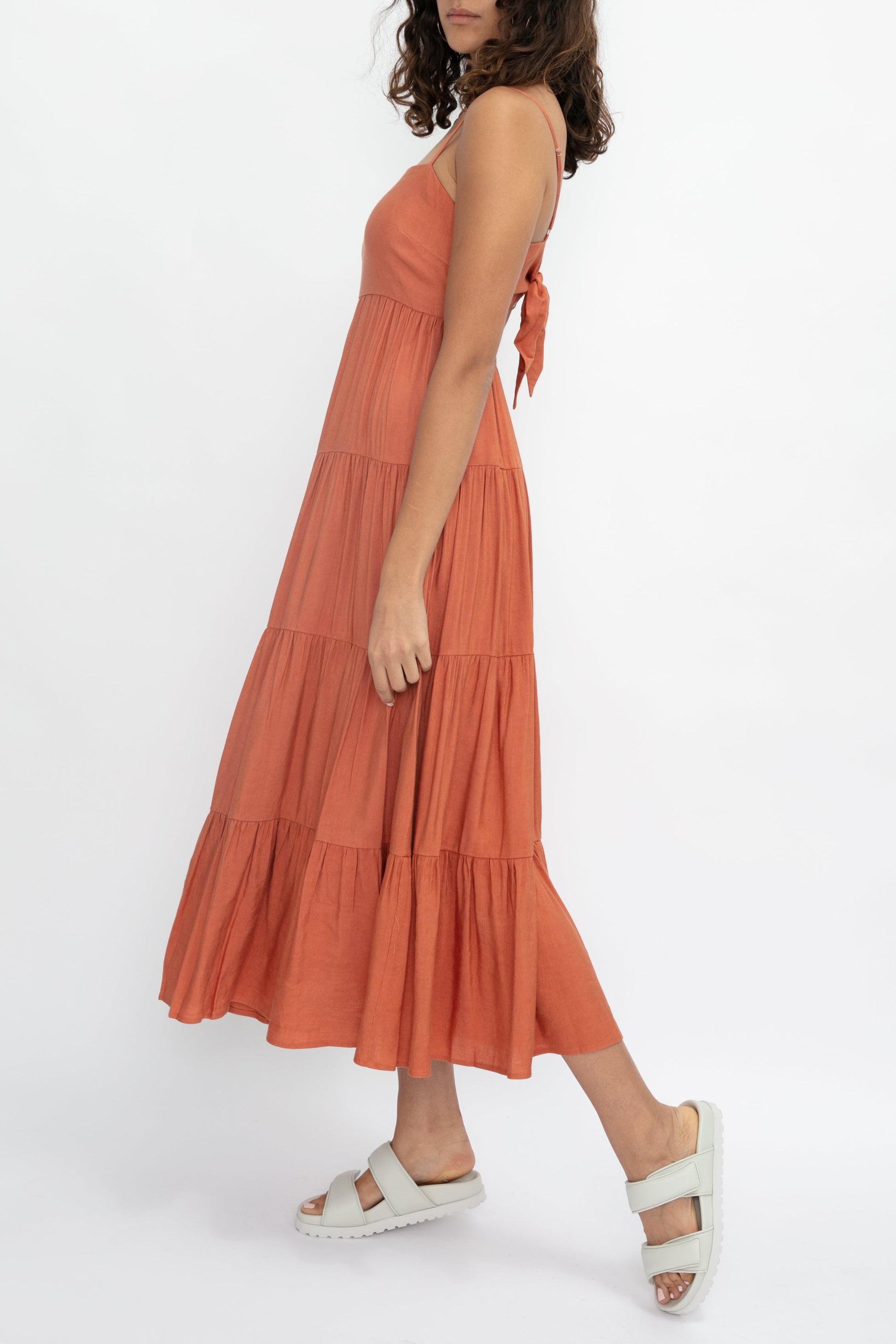 L'AGENCE Veda Tiered Dress in Auburn