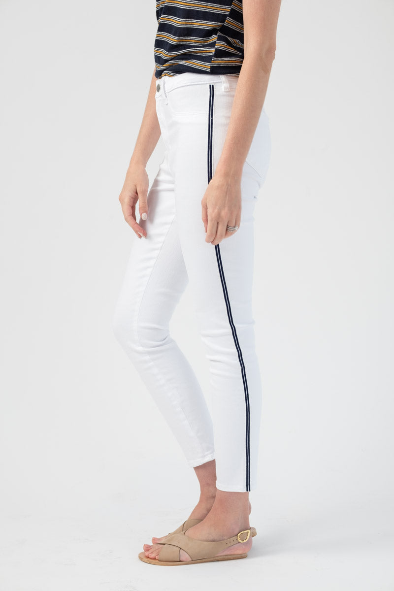 Margot High Rise Nautical Stripe in Blanc