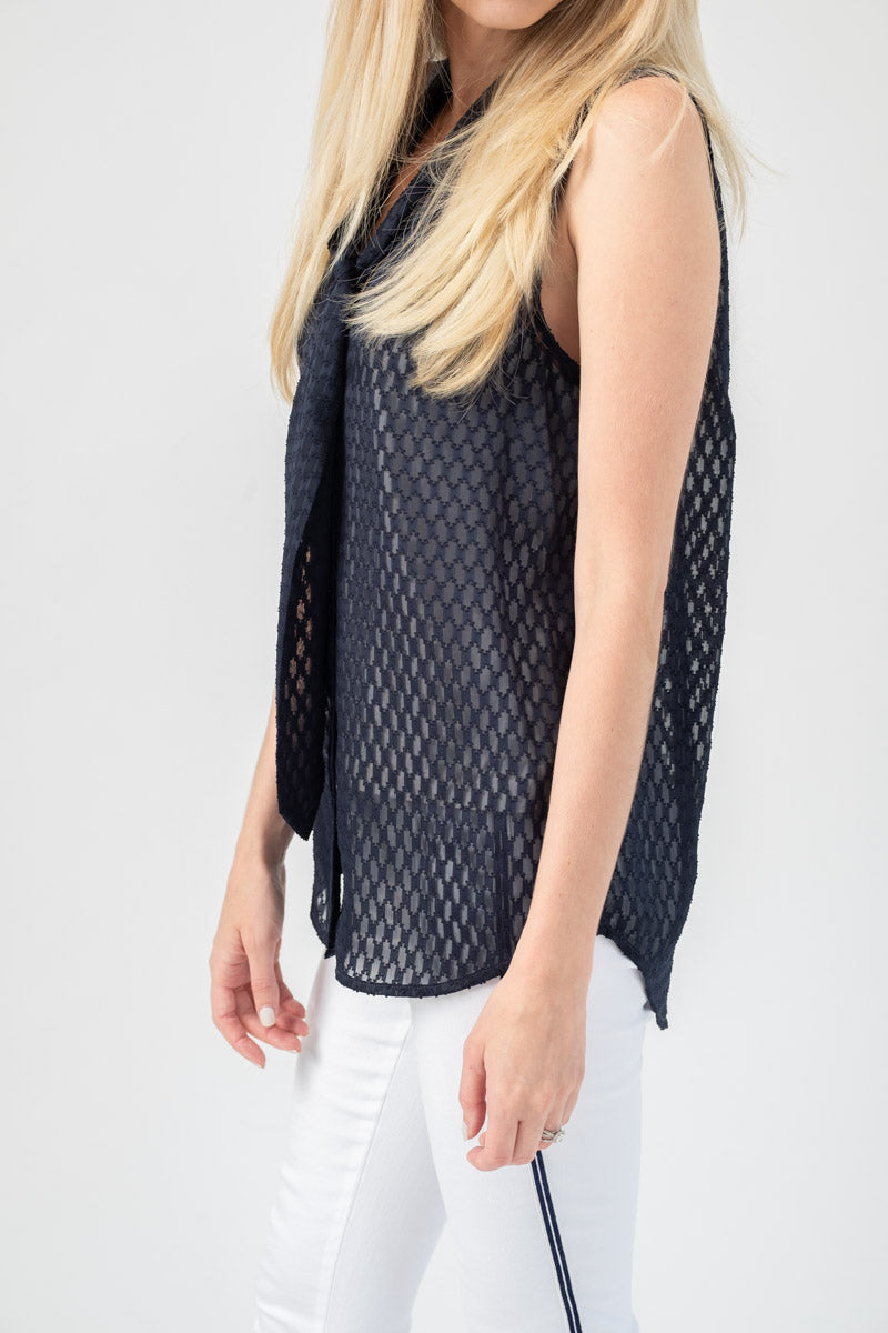 L'AGENCE Natalia Necktie Blouse in Midnight
