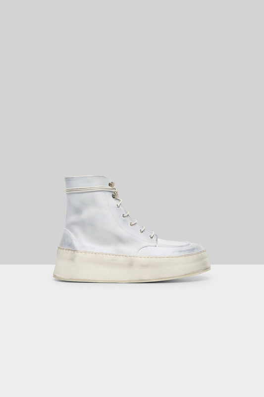 MARSÈLL Cassapana Polacco Leather High Top Shoe in White Grey