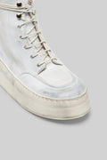MARSÈLL Cassapana Polacco Leather High Top Shoe in White Grey