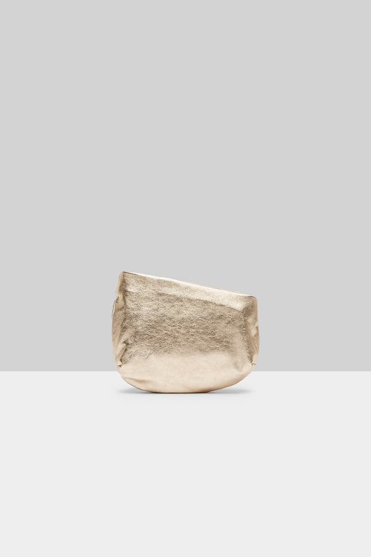 MARSÈLL Fantasmino Leather Clutch Bag in Platinum Foil