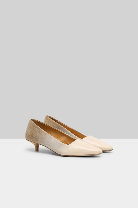 Longiforma Coated Linen Leather Pump in Ivory-Natural