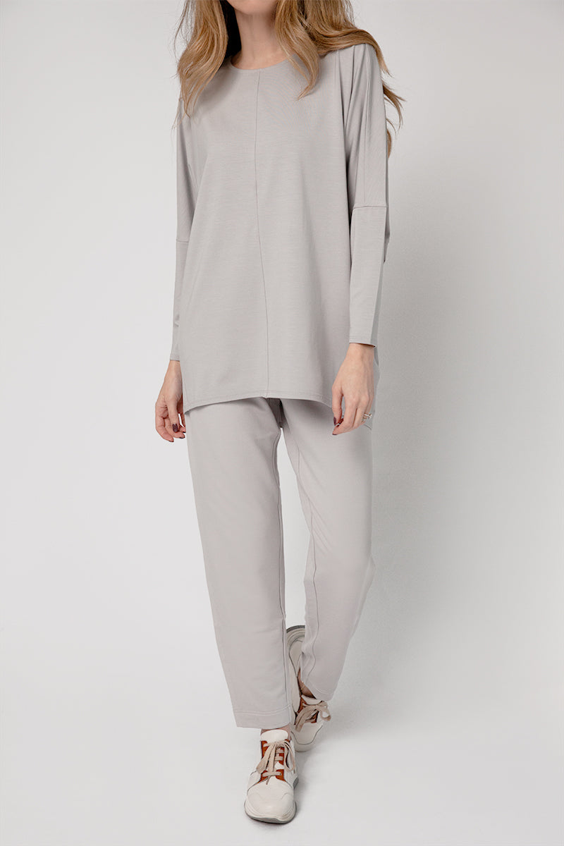 MAX MARA LEISURE Novara Jersey Top in Light Grey