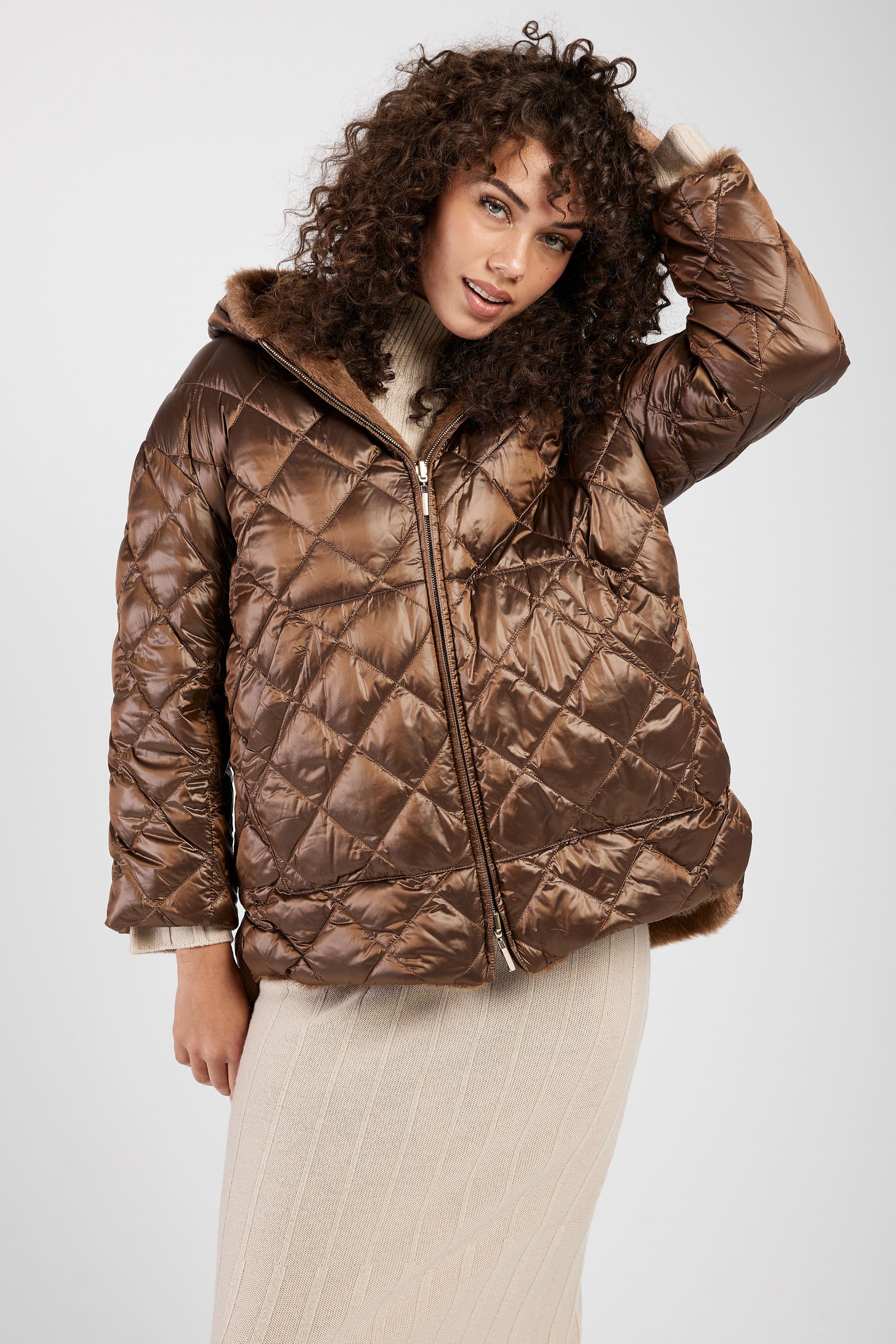 MAX MARA THE CUBE Spacefe Quilted Reversible Jacket in Gold