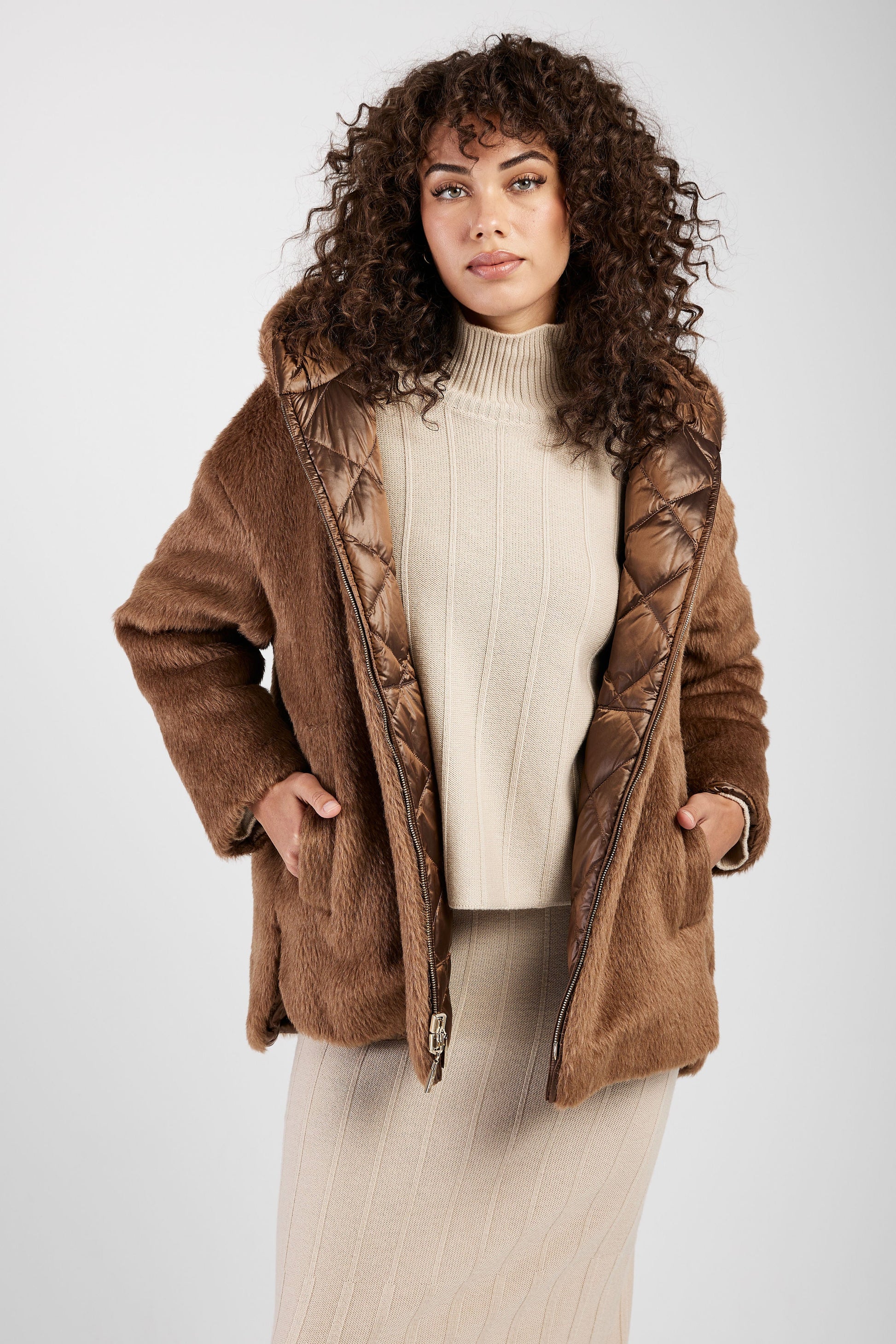 MAX MARA THE CUBE Spacefe Quilted Reversible Jacket in Gold