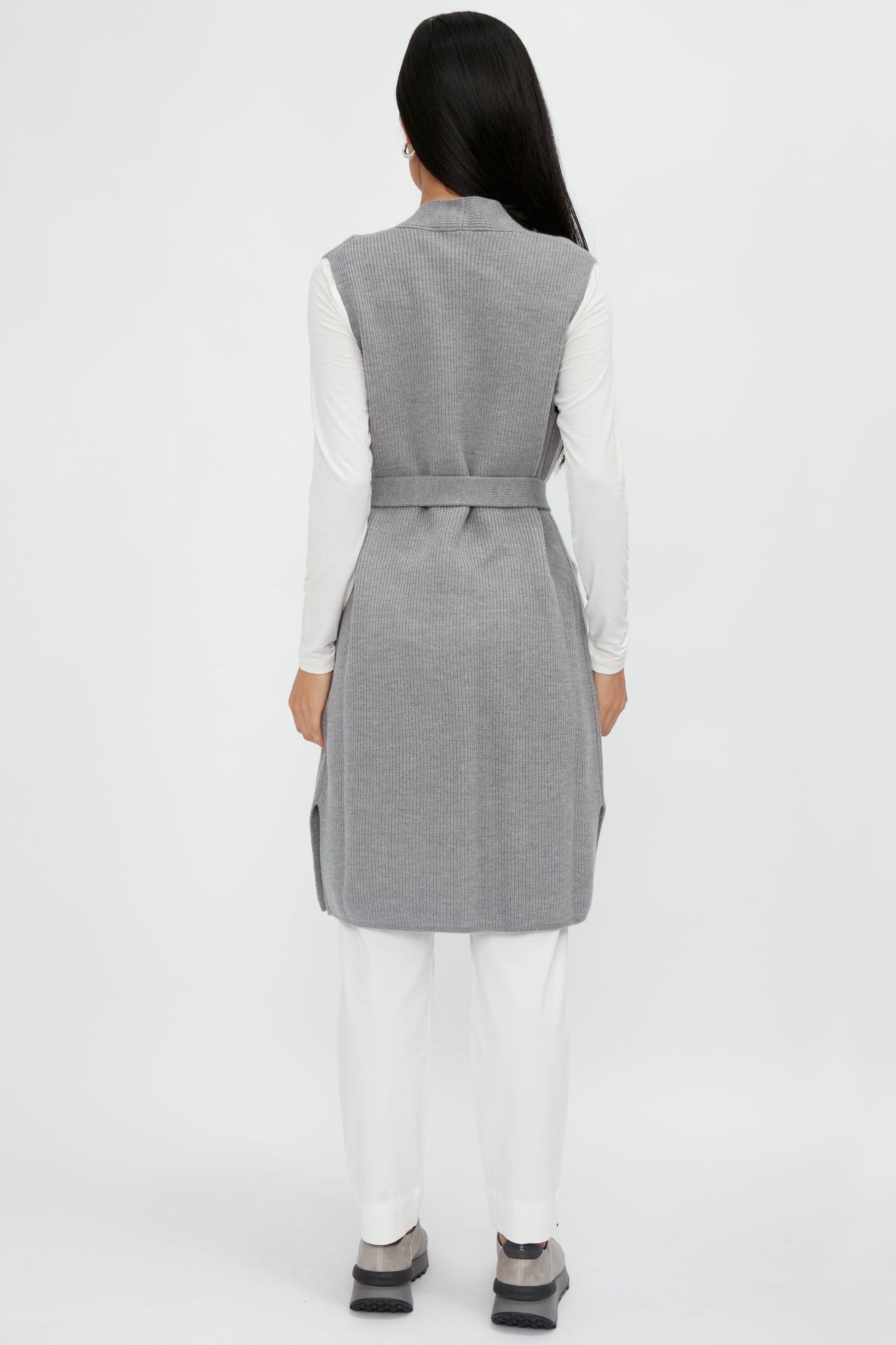 MAX MARA LEISURE Uruguay Knitted Waistcoat in Medium Grey