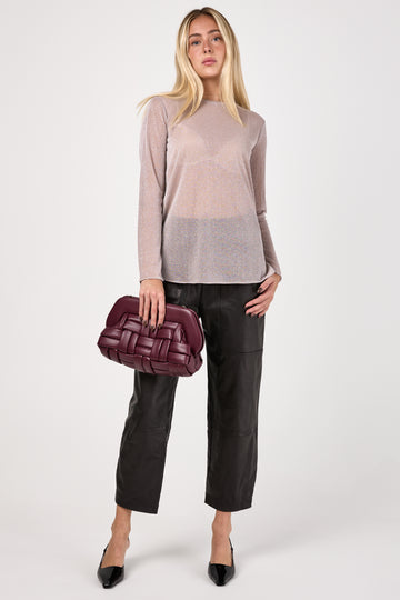 Prugna Knitted Blouse in Powder Lurex