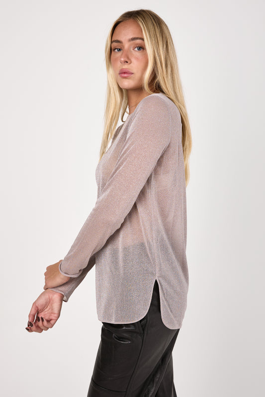 Prugna Knitted Blouse in Powder Lurex