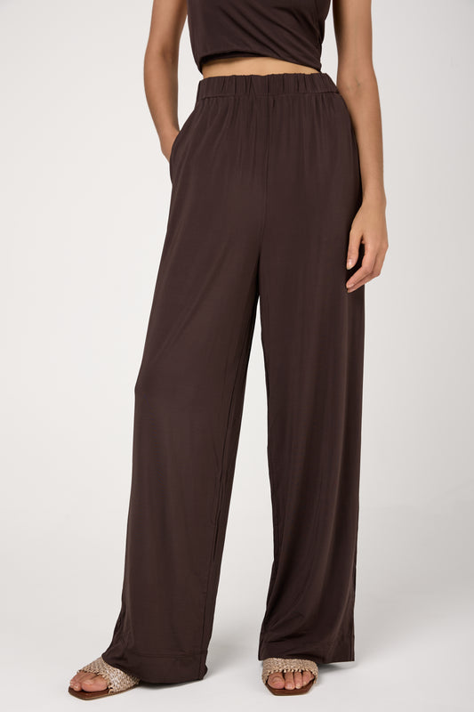 Savio Crepe Jersey Pants in Coffee