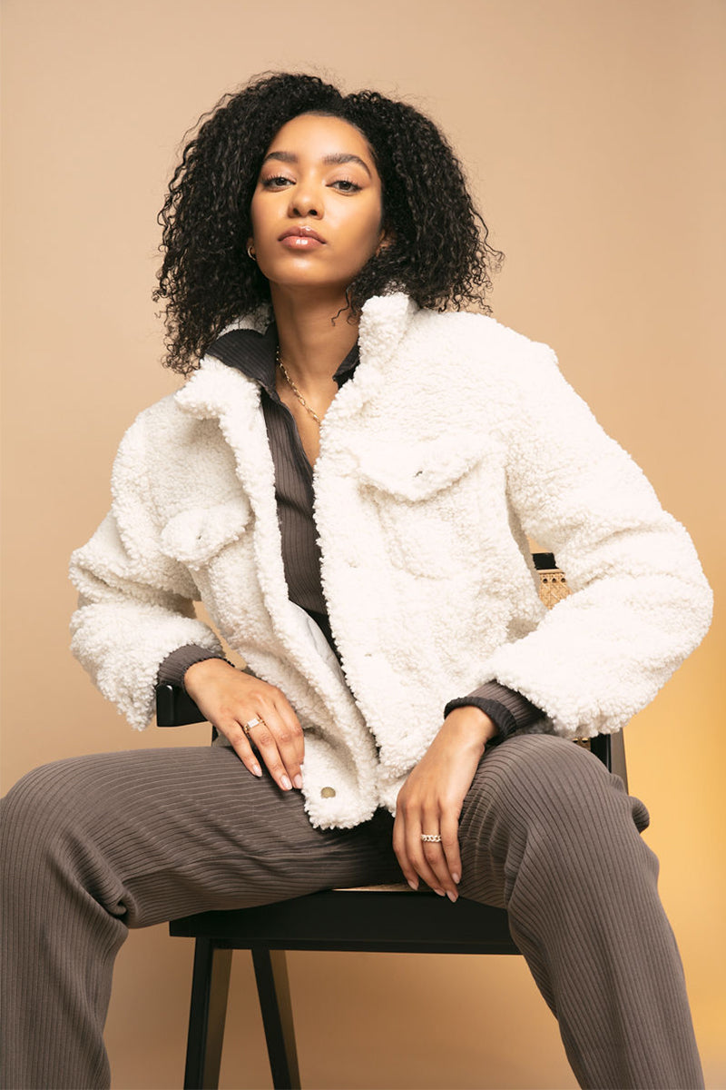 NSF Eli Sherpa Jacket in Ivory