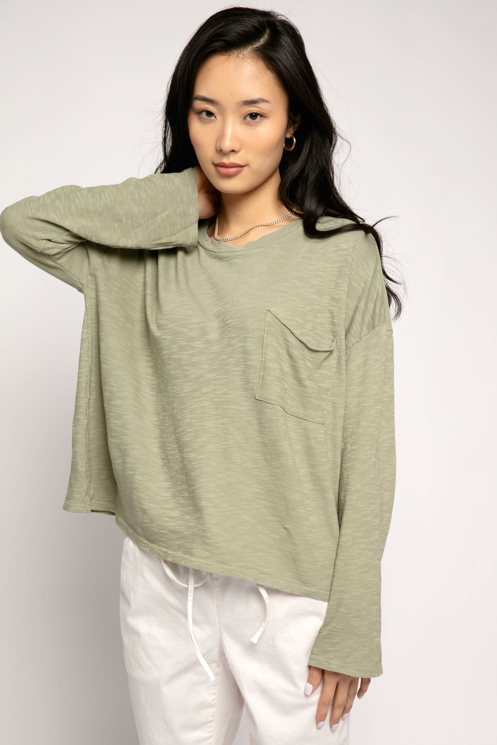 NSF Gene Long Sleeve Tee in Sage
