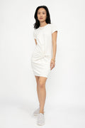 NSF Kaden Twisted Knot Tee Dress in Soft White