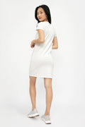 NSF Kaden Twisted Knot Tee Dress in Soft White