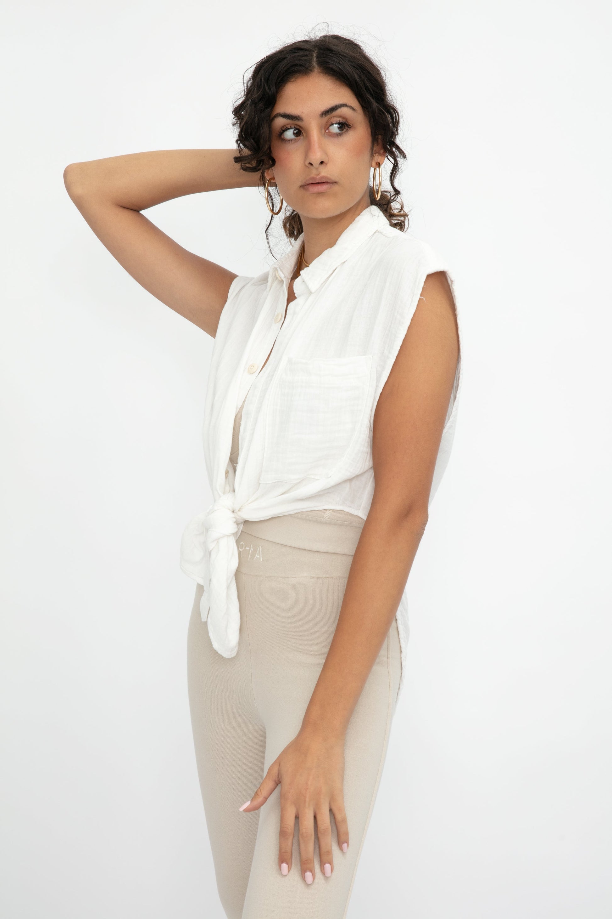 NSF Ruby Button Down Shirt in White