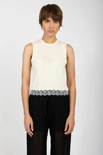 N°21 Sleeveless Knit Top in Yoghourt