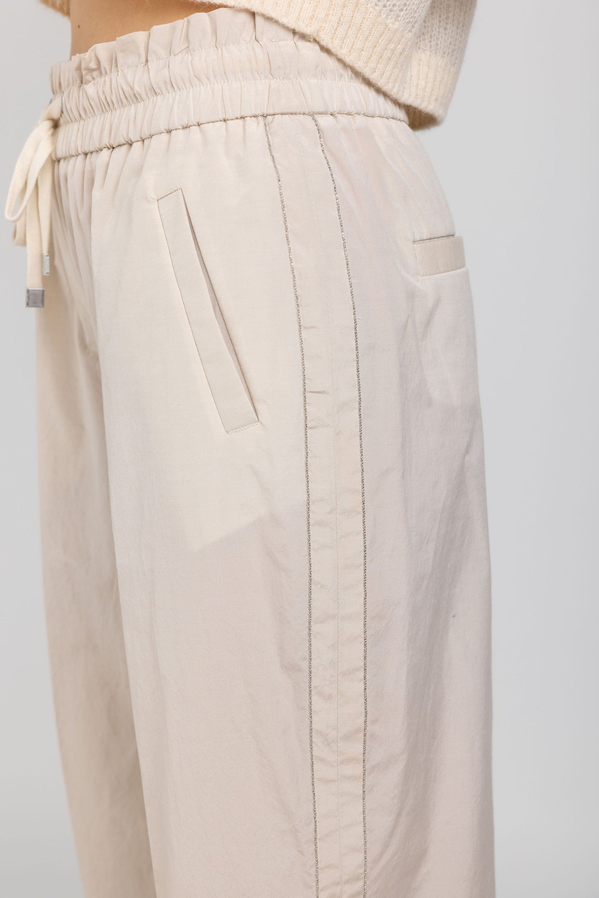 PESERICO Cotton Poplin Pant in Sesame Beige