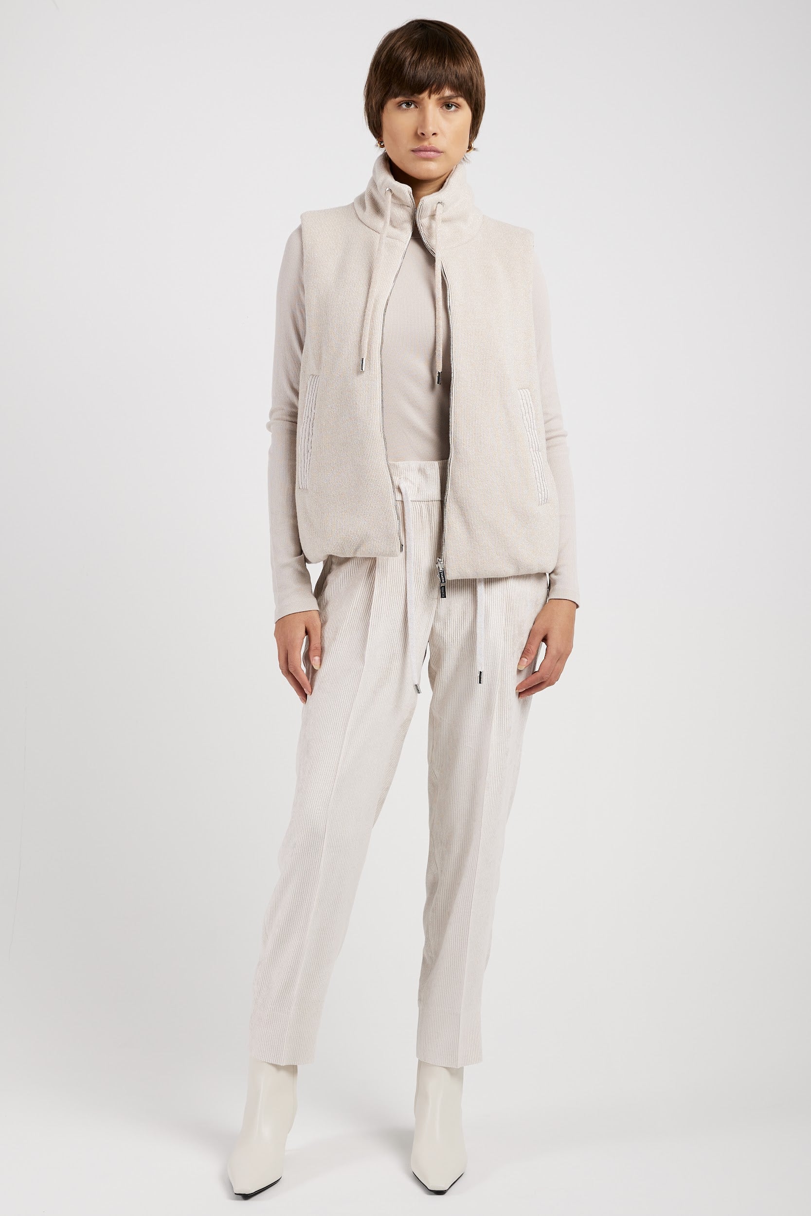 PESERICO Reversible Padded Vest in Marble Dust