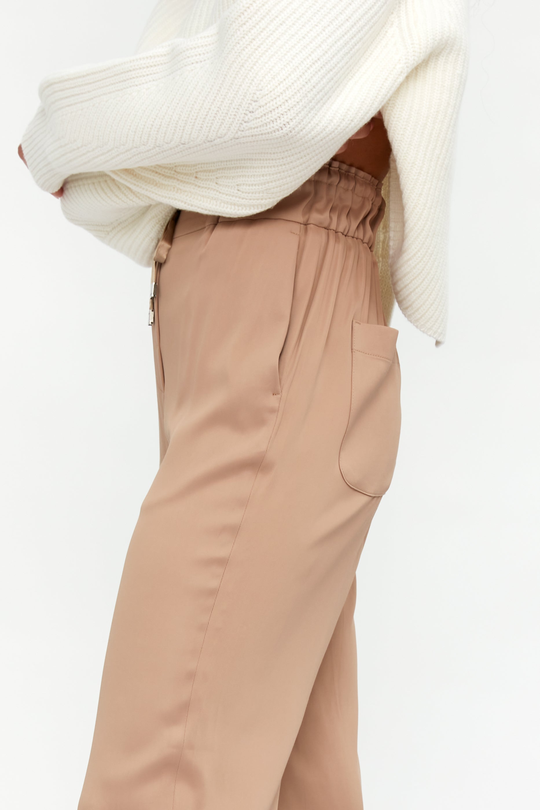 PESERICO Drawstring Pant in Sepia