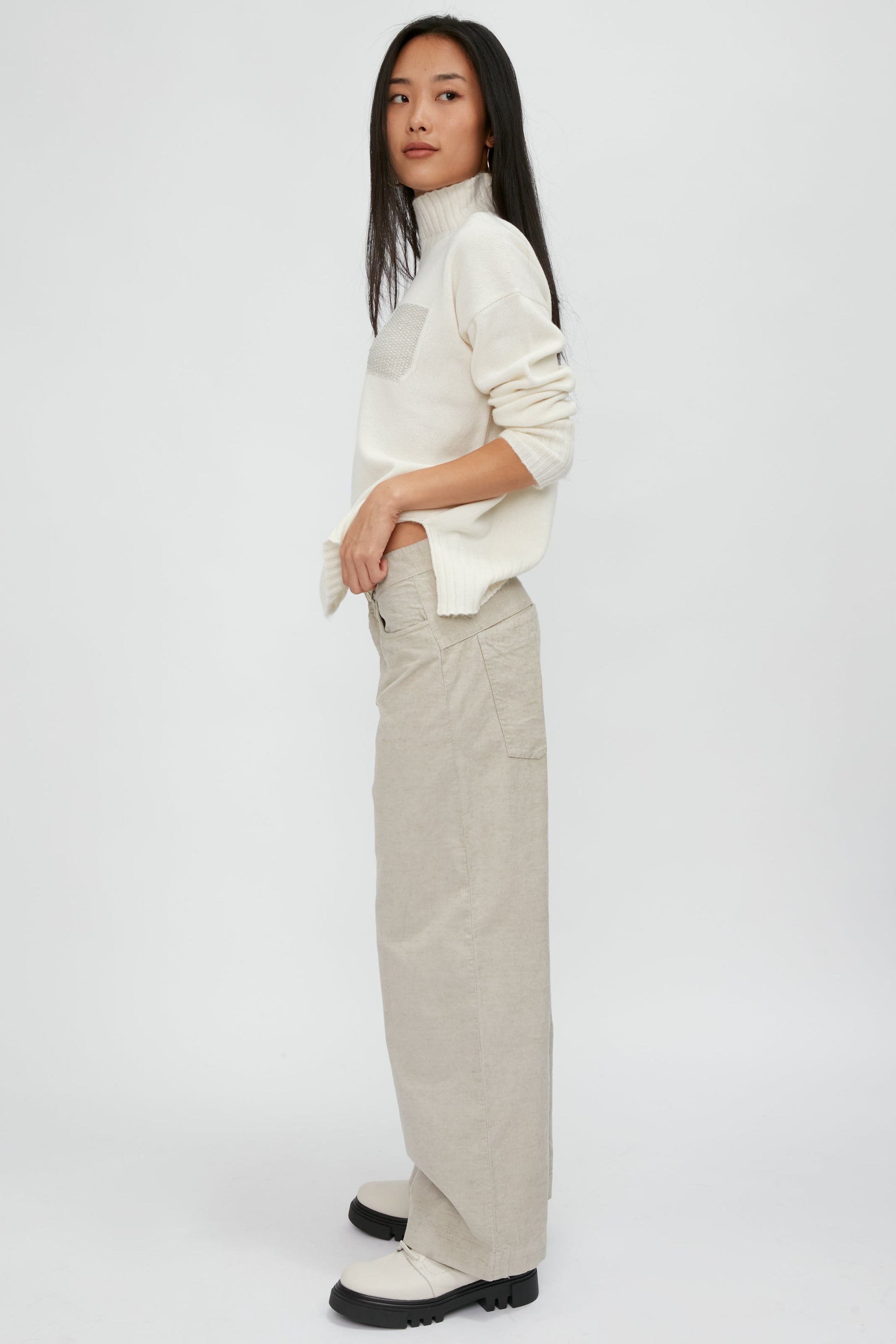PESERICO Wool Silk Cashmere Sweater in First Snow