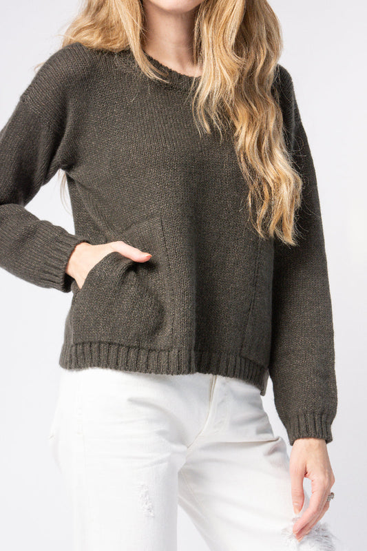 PRIVATE 0204 Cashmere Linen Sweater in Moss