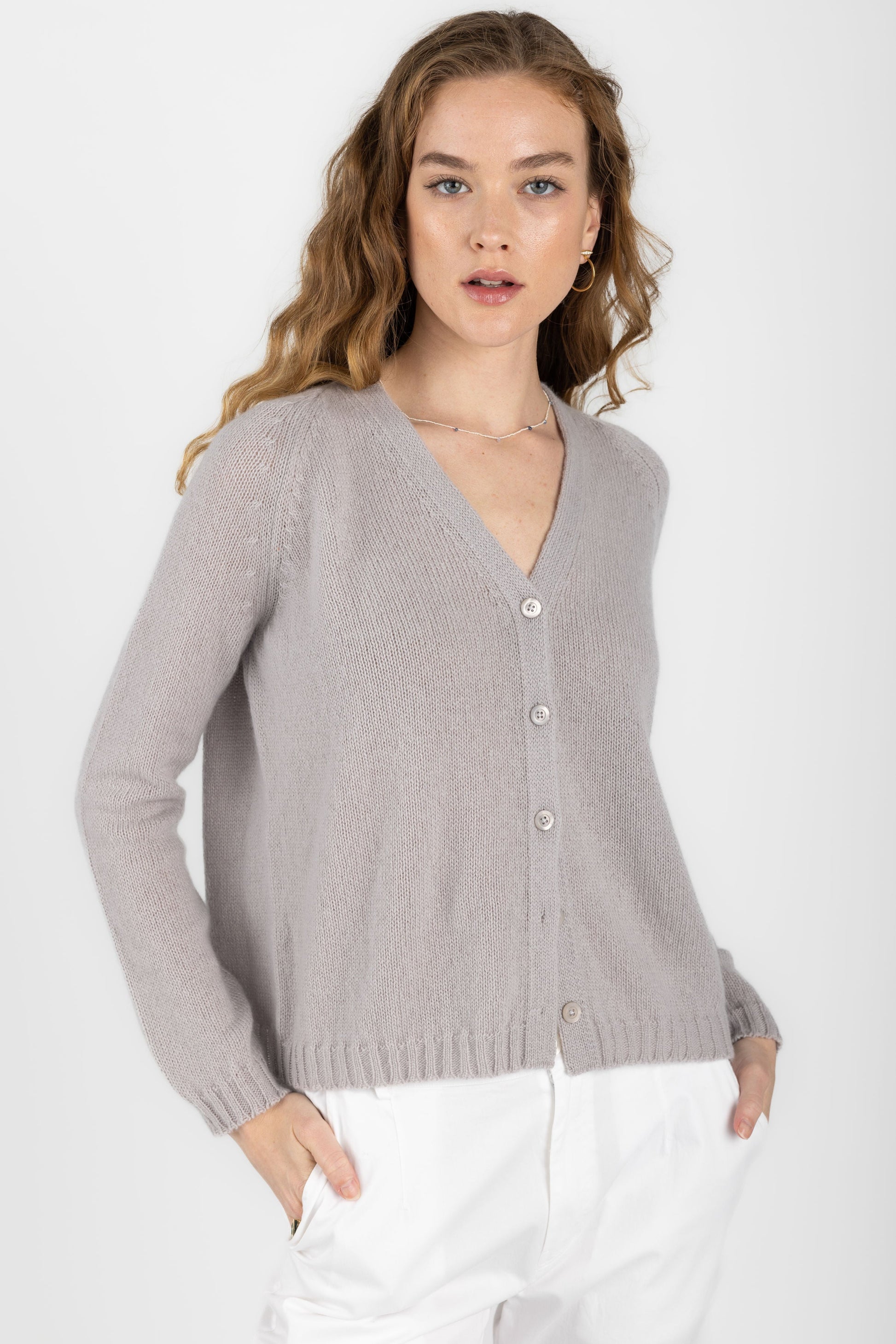 PRIVATE 0204 Airy Summer Cashmere Cardigan in Sand
