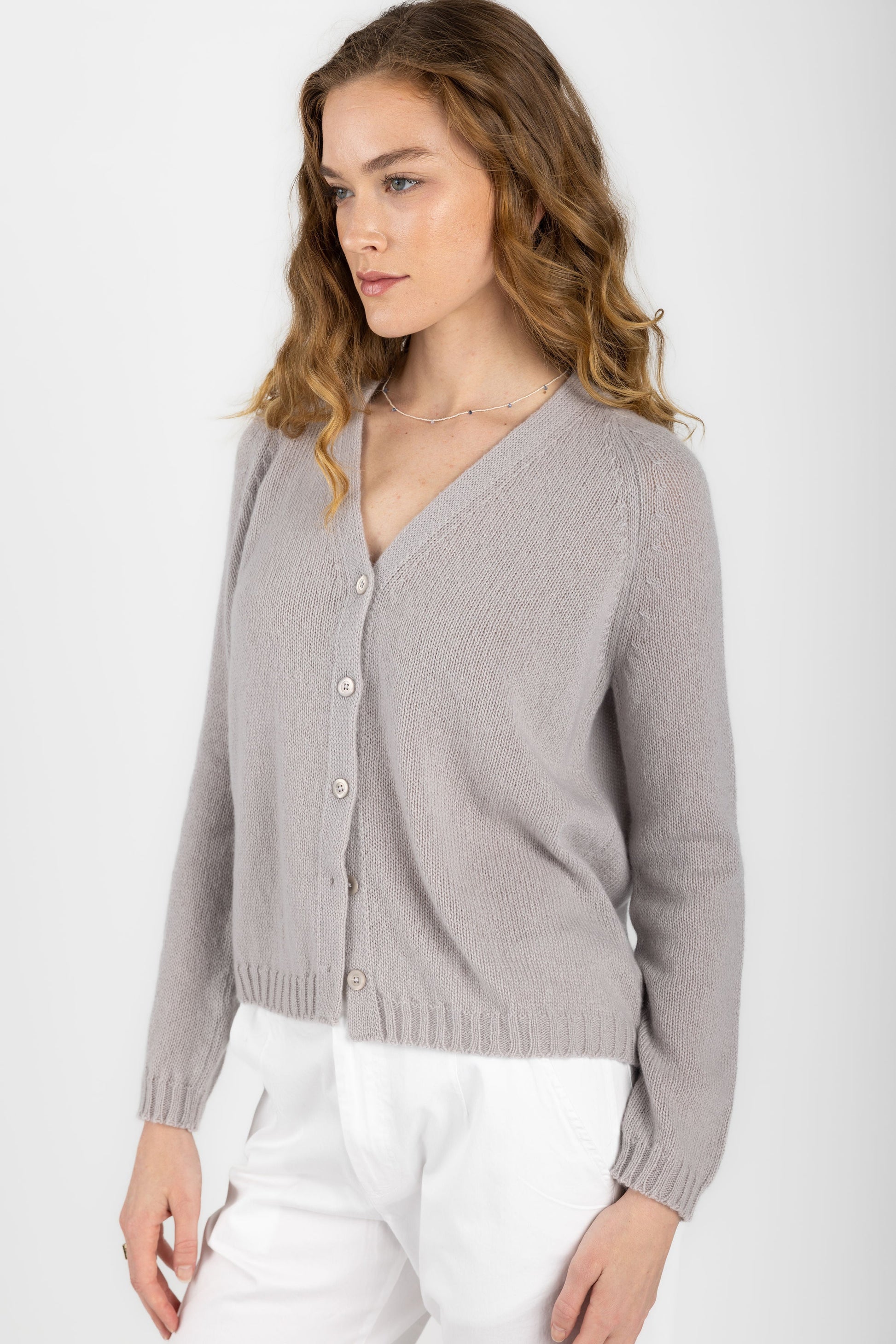 PRIVATE 0204 Airy Summer Cashmere Cardigan in Sand