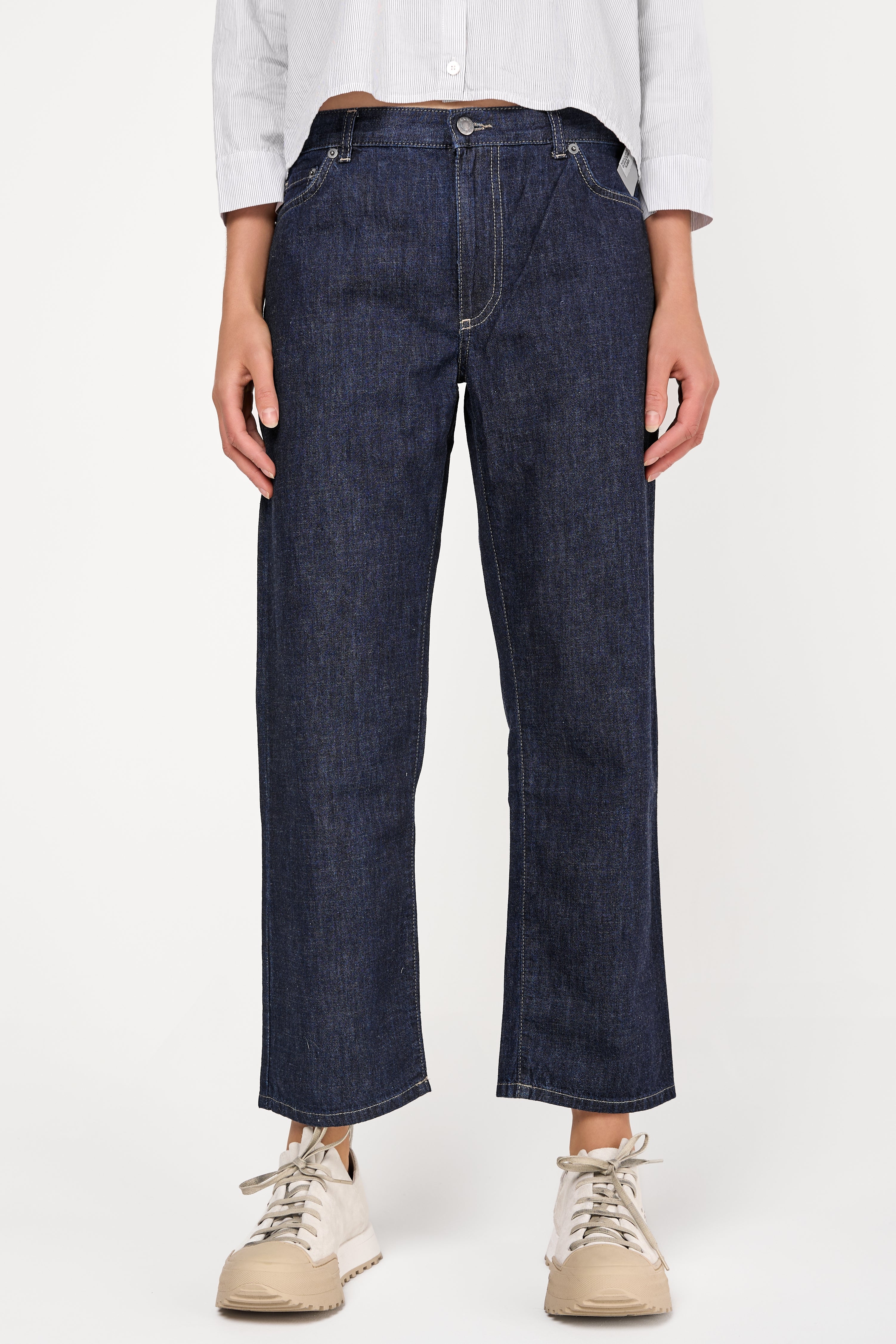 Cotton Denim Jeans in Dark Blue