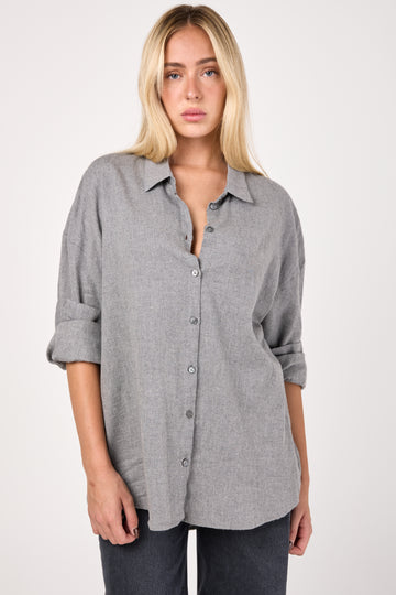 Brushed Cotton Oversized Shirt in Coal