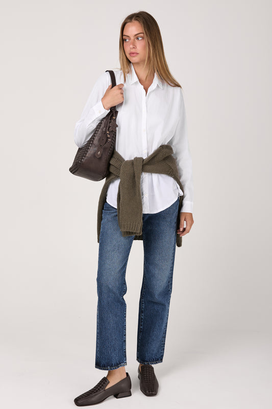 Cotton Poplin Crispy Shirt in White