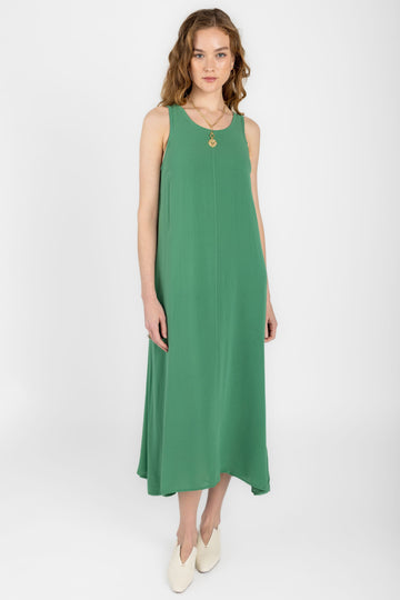 PRIVATE 0204 Matte Summer Silk Tank Dress in Grass