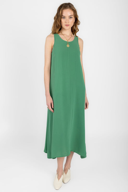 PRIVATE 0204 Matte Summer Silk Tank Dress in Grass