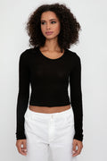 PRIVATE 0204 Merino Virgin Wool Cropped Long Sleeve in Nero