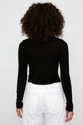 PRIVATE 0204 Merino Virgin Wool Cropped Long Sleeve in Nero
