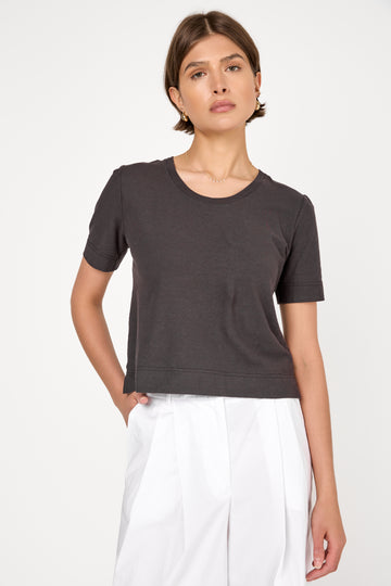 Mini Cotton Crepe T-Shirt in Mud
