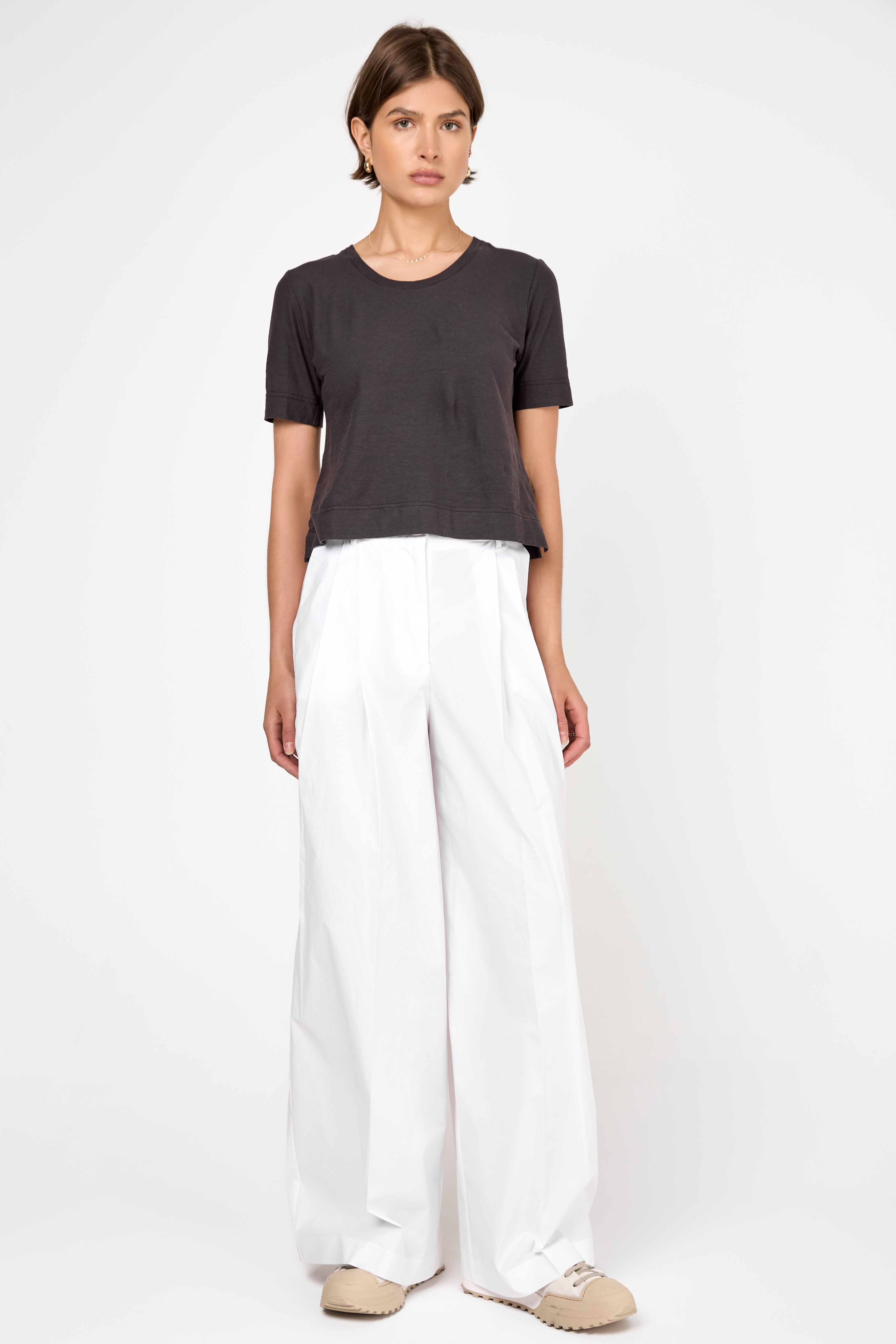 Mini Cotton Crepe T-Shirt in Mud